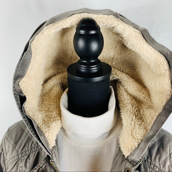 Mi a mi Army Mini Parka with Hood Gray  Women M - Picture 4 of 9